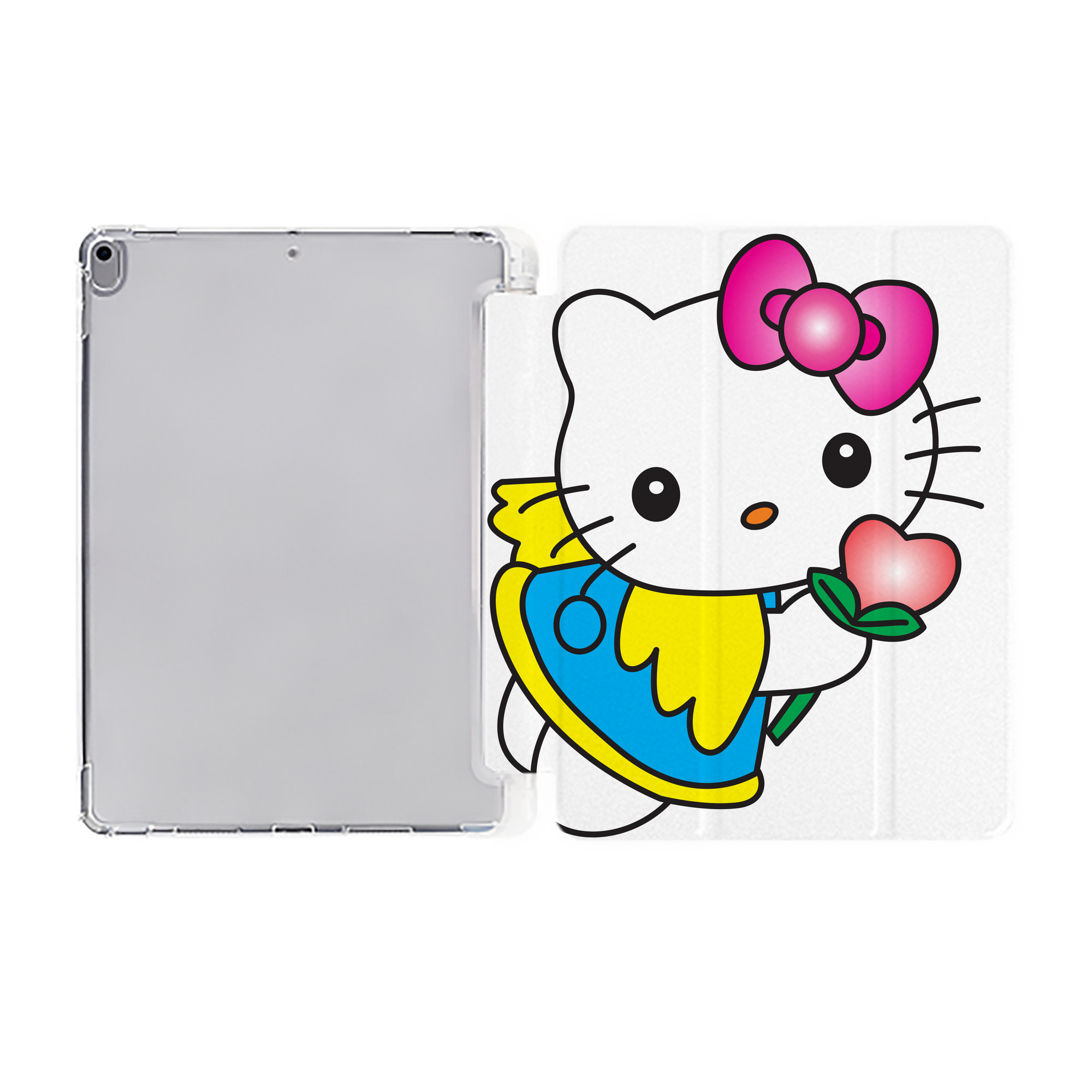 （画像用） Hello Kitty ハローキティ IPad ケース ペン収納付き 三つ折りスタンド PUレザー×シリコン 対応機種9.5/10.5/10.9インチ